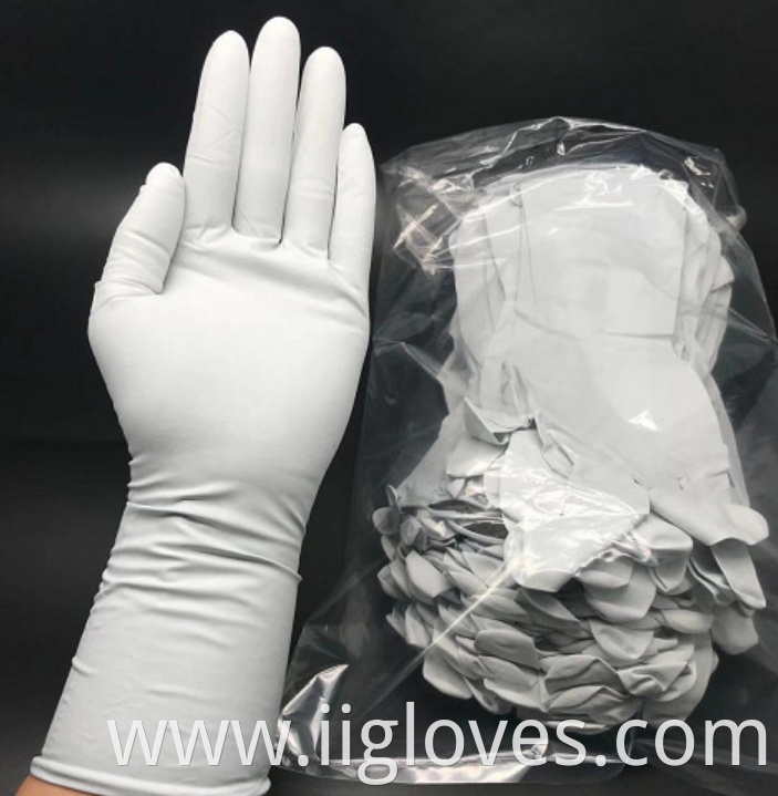 32 cm Length Blue Nitrile Gloves Heavy Duty Oil Acid Alkali Resistant 12 Inch Nitrile Gloves